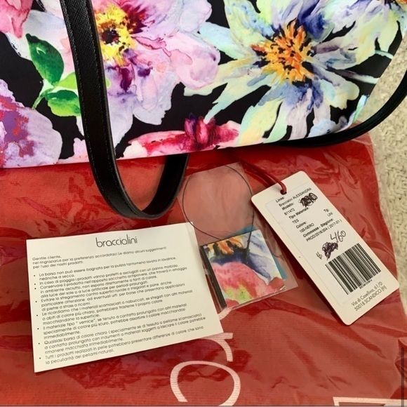 BRACCIALINI NWT & Dust Bag Floral Alessandra Pink Large Tote Bag - Picture 12 of 16